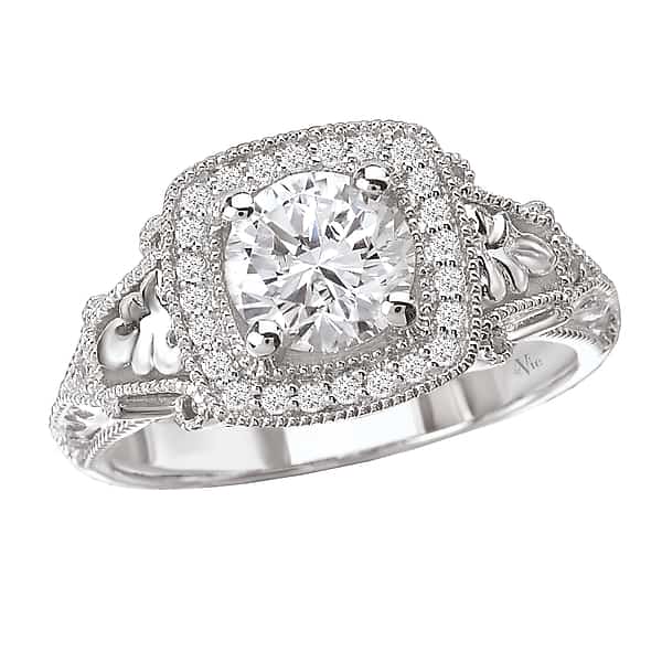La Vie Halo with Floral Detail Engagement Ring