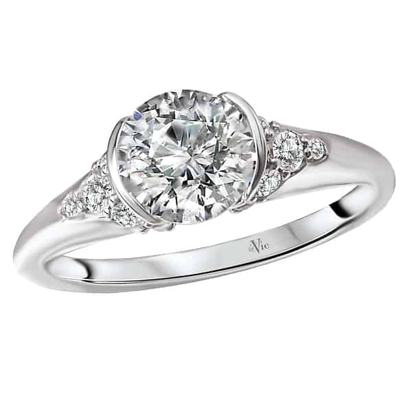 La Vie Half Bezel Diamond Accent Engagement Ring