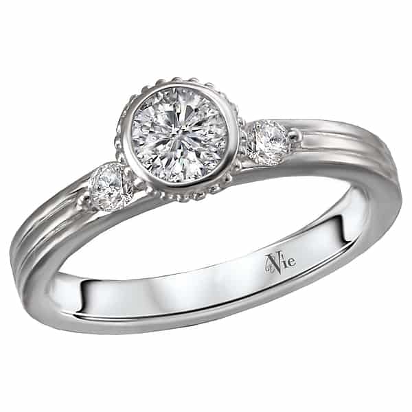 La Vie Bezel Set Engagement Ring with Beaded Detail