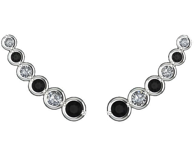 Pippa Earrings Sterling Silver with Black Spinel and White Sapphires