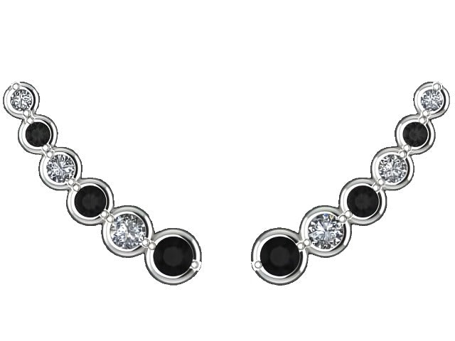 Pippa Earrings 14k White Gold with Black and White Diamonds