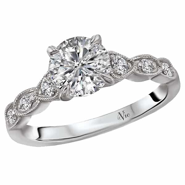 La Vie Unique Diamond Accent Engagement Ring with Milgrain