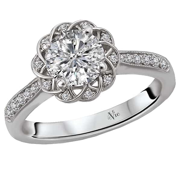 La Vie Floral Halo Engagement Ring