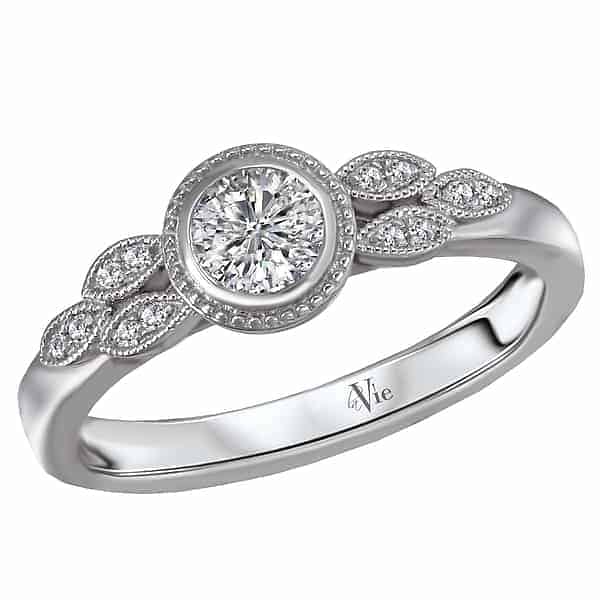 La Vie Floral Style Bezel Set Engagement Ring