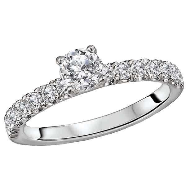 La Vie Prong Set Diamond Shoulder Engagement Ring