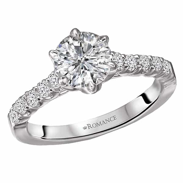Romance Six Prong Diamond Accent Engagement Ring