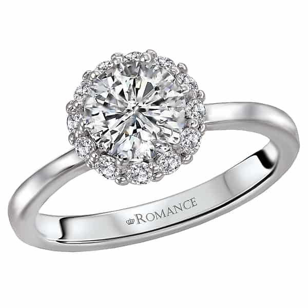 Romance Simple Shoulder Halo Engagement Ring
